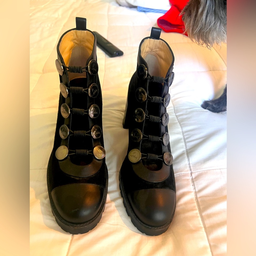 Christian Louboutin Black Combat Boots